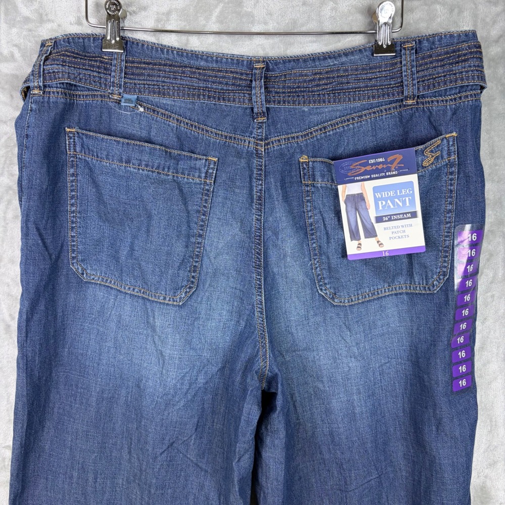 NWT Seven 7 Wide Leg Denim Pants Sz 16 Plus Size Patch Pockets Cropped Seven7 - Picture 6 of 11
